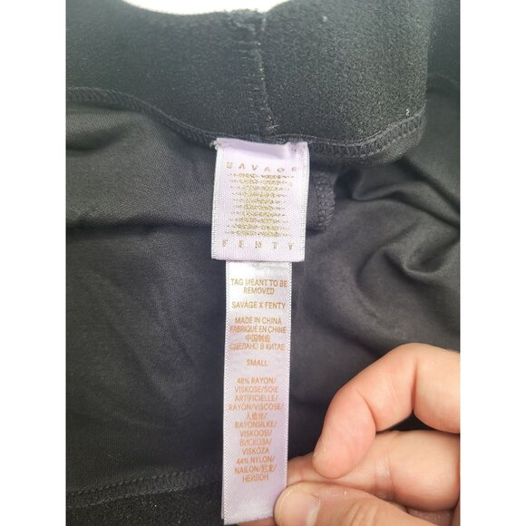 Savage X Fenty SZ Small Forever Savage Leggings Black Lavender Logo High Waist - Picture 8 of 8